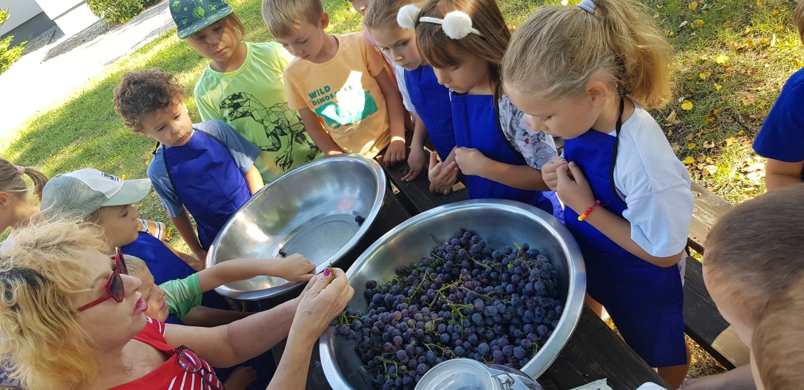  dzieci i miski z winogron...