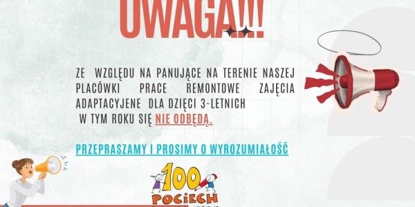 Ogłoszenie: zajęcia adaptacyjne dla dzieci 3-letnich nie odbędą się z powodu prac remontowych. Logo Przedszkola nr 10 w Głogo